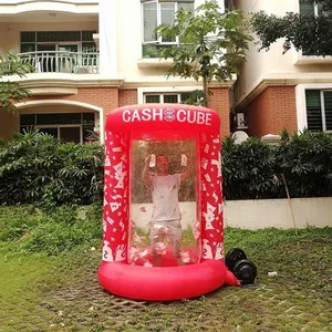 Air Sealed Aangepaste Ontwerp Opblaasbare Geld Booth Cube Cash Grab Machines Voor Reclame Promotie
