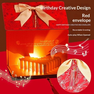 ซองอวยพรวันเกิดแบบยืดหดได้ พับได้ รูปหัวใจสามมิติ พร้อมไฟประดับดนตรี สีแดง สไตล์แฮปปี้เบิร์ธเดย์ เซอร์ไพรส์ - Product Image 2