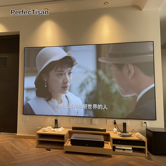 PerfecTisan PET Crystal Screen Ultra-Short-Throw Projection Screen 100inch ALR 93% Wall Fixed Frame Support 3D 4K 8K Projection