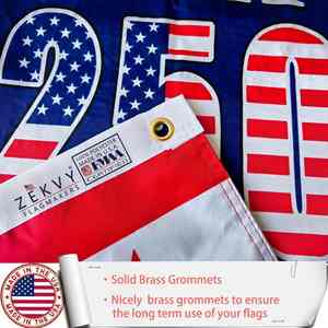Drapeau des États-Unis 250e anniversaire, 3x5, polyester, double face, 3 couches, haute résistance, protection UV, résistant à la décoloration, 2 œillets en laiton - Product Image 5
