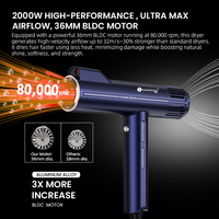 Secador de Pelo de Alta Velocidad con Tecnología Inteligente Ai de 2000W, Pantalla LCD, Motor sin Escobillas de Bajo Ruido, Iónico de Plasma, con Logotipo Personalizado del Fabricante