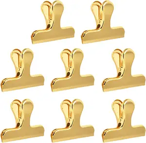 Perfect for Kitchen amd Office Chip Bag Clips 8 Pack Golden Stainless Steel Air Tight Bag Clip