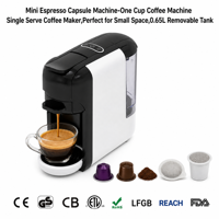 Machine à café à capsules compacte et mini, 0,65 L, réservoir d'eau amovible, multi-fonctions pour la maison, le dortoir, le bureau