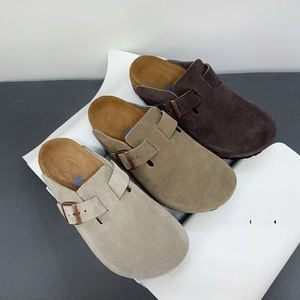 Bottes de neige pour hommes Htf, toutes saisons, gladiateur, bout carré, cuir véritable, mules, sabots, semelle en liège, légères, respirantes, fermeture à bouton - Product Image 6