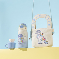 PINKAH Nouvelle gourde isotherme en acier inoxydable de 620 ml, anti-fuite, avec 3 couvercles et sac pour les voyages et l'école