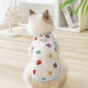 Débardeur respirant en maille tendance à imprimé floral mignon pour chat et <span class=keywords><strong>chien</strong></span> avec attache de laisse en D - Product Image 5