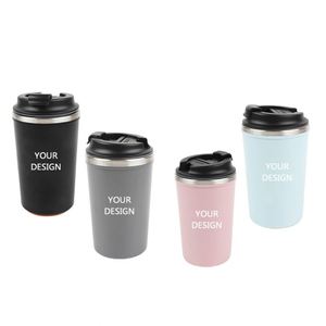 Taza de Café Reutilizable Ecológica Personalizada de Acero Inoxidable de 350 ml, Taza de Viaje Térmica con Aislamiento al Vacío de Doble Pared y Tapa Abatible - Product Image 1