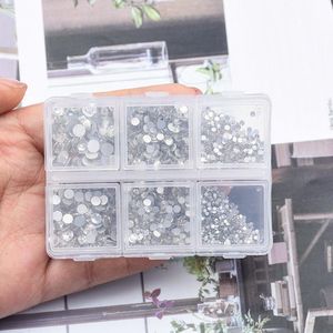Стразы для нейл-арта, мелкие украшения, плоские стеклянные стразы с эффектом мерцания, набор разных размеров, для самостоятельного дизайна, простые в использовании - Product Image 1