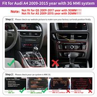Autoradio pour Audi A4 2009-2016 Écran tactile IPS 8,8 pouces CarPlay Navigation GPS Bluetooth WIFI SIM DSP FM AM