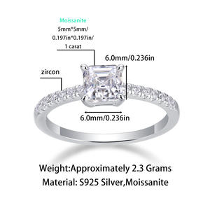 Op maat gemaakte 925 sterling zilveren sieraden groothandel ontwerp zirkoon 18K VVS1 1ct Moissanite ring belofte verlovings trouwringen damesringen - Product Image 2