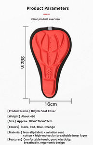 Housse de <span class=keywords><strong>selle</strong></span> de vélo BUCKLOS 3D Gel rembourrée colorée pour coussin de siège de vélo Mountain <span class=keywords><strong>Fixie</strong></span> - Product Image 2