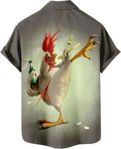 Lässige Sommer Popel ine Hawaii hemd für Herren Lustige bedruckte Button Down für Beach Party BBQ Anti-Pilling Cartoon-Muster - Product Image 2