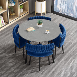 Tavolo da Pranzo Personalizzato di Lusso con Piano in Lastra di Roccia e Base Robusta in Acciaio al Carbonio per 4 Persone, Ideale per Piccoli Appartamenti - Product Image 5