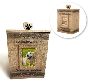 9 pollici Pet Urna per il <span class=keywords><strong>Cane</strong></span> <span class=keywords><strong>e</strong></span> il <span class=keywords><strong>Gatto</strong></span>, Pet Urna con Immagine Pet Casella di Memoria, photo Frame Resina di Pompe Funebri Urne - Product Image 1