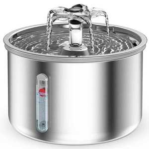 Kleiner Edelstahl-Haustier wasser brunnen Sichtfenster Automatischer Katzenhund-Wassersp ender Umwelt freundliche intelligente Futter fütterung - Product Image 1