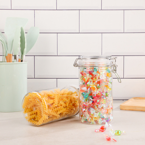 1250ml Pet nhựa lưu trữ container rõ ràng rộng miệng đóng hộp <span class=keywords><strong>Jar</strong></span> với bản lề lật nắp khóa Khóa cho kẹo Cookie NUT - Product Image 2