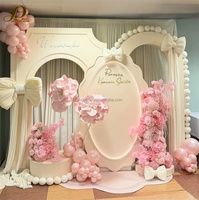 JINDA Arche de toile de fond ovale lumineuse de haute qualité en acrylique PVC avec support d'affichage pour la décoration de fête de naissance