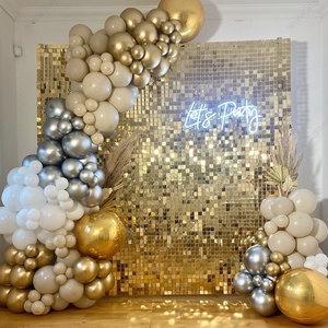 Màu Bạc Vàng <span class=keywords><strong>Sequin</strong></span> Vòng Vuông Ánh Kim Tường Cho Trang Trí 4D Tấm Sequins Backdrop Biểu Tượng Tùy Chỉnh Ballon Đảng Trang Trí - Product Image 3