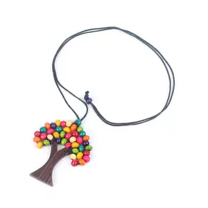 bohemian life tree necklace women wood beads pendants for necklace