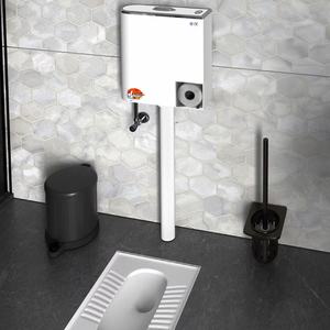Citerne de toilettes moderne à double chasse, murale, en plastique PP écologique, finition <span class=keywords><strong>platine</strong></span>, économie d'eau, <span class=keywords><strong>réglable</strong></span> 4L-8L A&C - Product Image 4