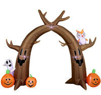 Arche Gonflable d'Halloween Thème Arbre Hanté avec Fantôme, Citrouille et Hibou Lumineux pour Décoration Extérieure de Jardin, Entrée ou Fête