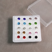 Pendientes de Botón con Aguja de Plástico, Éxito de Ventas Estilo Coreano, Venta Directa de Fábrica, con Pequeños Diamantes de Imitación para Mujeres y Estudiantes, Moda Transfronteriza