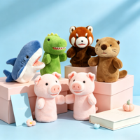 Marionnette à main personnalisée en forme de raton laveur ou de requin, inspirée d'images, poupée apaisante, jouet d'éveil parent-enfant, accessoire interactif pour spectacle