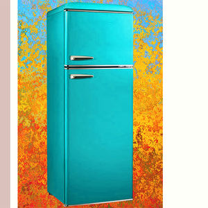 Réfrigérateur compact rétro <span class=keywords><strong>rouge</strong></span> à double porte avec compartiment congélateur - Product Image 5