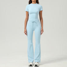 Sky Blue Bell bottoms + short sleeves