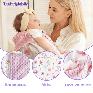 Vente en gros de couvertures de sécurité pour bébés nouveau-nés, personnalisées, imprimées, de qualité supérieure, super douces, en tissu <span class=keywords><strong>minky</strong></span> à pois - Product Image 2