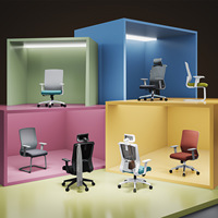 Chaise de bureau ergonomique moderne et minimaliste avec accoudoirs, appui-tête, dossier en maille confortable et pivotant, chaise de personnel réglable en hauteur