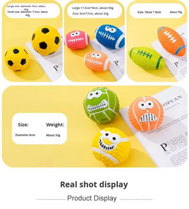Pelota de juguete para perros con sonido, de látex, felpa, alta elasticidad, rellena de algodón, flotante, con forma de fútbol americano, rugby, voleibol, para masticar y lanzar, para todas las estaciones - Product Image 6