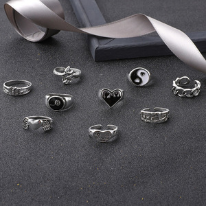 YW 9 unids/<span class=keywords><strong>set</strong></span> barato Punk gótico aleación corazón hombres exagerada fina tendencia cobre joyería elegante anillo de entierro eterno - Product Image 5
