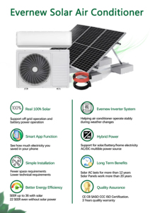 Climatiseur solaire hybride 9000 BTU 1 CV pour les foyers, variantes 0,75 TON disponibles, ZM-9K, climatiseur solaire ZM-9K - Product Image 5
