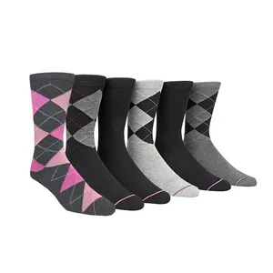 Commercio all'ingrosso su ordinazione rosa corallo colorato affari metà polpaccio mens calzini 100 calze di cotone merinos lana argyle calze vestito per gli uomini calcetines