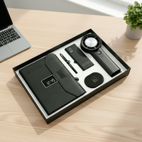 Set Hadiah Promosi Bisnis Korporat MIDU Smart Notebook Power Bank 10000 Mah Speaker Pen Kulit PU Desain Kustom untuk VIP