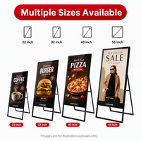 Exhibidor de Carteles Publicitarios Plegable Digital Portátil de 43 Pulgadas con Ruedas para Promoción en Tiendas Minoristas y Restaurantes