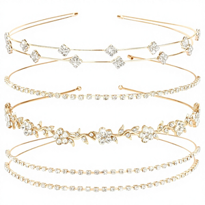 Jaciya – Élégant serre-tête floral doré <span class=keywords><strong>pour</strong></span> mariée, ensemble de 4 pièces, <span class=keywords><strong>couronne</strong></span> de feuilles en strass et cristal <span class=keywords><strong>pour</strong></span> demoiselle d'honneur, bandeau tiare <span class=keywords><strong>pour</strong></span> <span class=keywords><strong>cheveux</strong></span> de mariage - Product Image 4