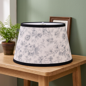 Elegant <b>Botanical</b> <b>Printed</b> Linen Lampshade with Wave Edge & Decorative Trim - Product Image 2