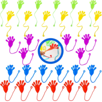 Manos Pegajosas (30 Piezas) de Plástico para Fiestas Infantiles, Rellenos para Piñatas y Bolsas, 5 Colores, Hecho en China