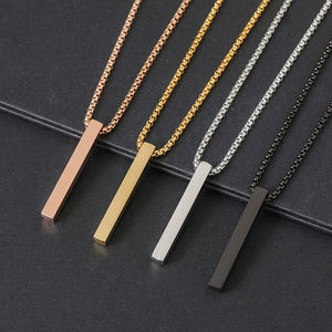 Collier pendentif barre verticale simple, quatre bâtons latéraux, personnalisable, gravé, pendentif barre vierge - Product Image 1