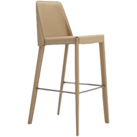 Tabouret de bar ShanMu en cuir, design nordique moderne de luxe léger, dossier haut, pieds longs, usage commercial, origine Chine