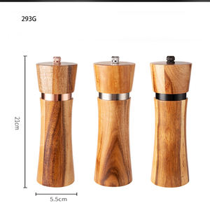 2 件装木质盐和胡椒研磨器，可调节粗度，可填充，由相思木制成，陶瓷研磨器，盐磨器 - Product Image 5