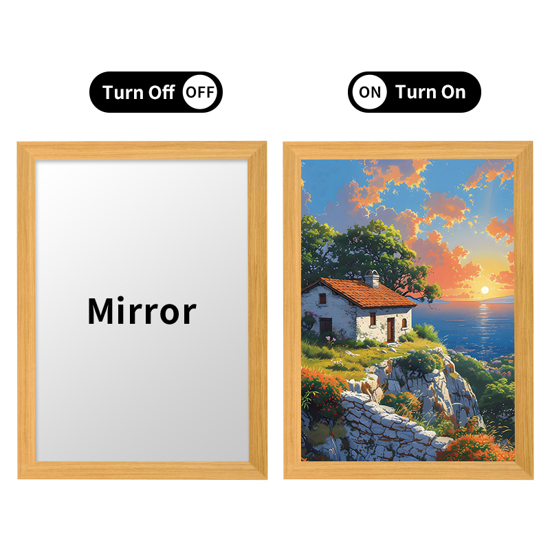 wood USB LED mirror photo frame 2