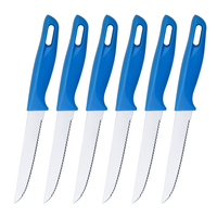 Ensemble de 6 couteaux à steak en acier inoxydable et à manche en plastique pour la cuisine, avec logos personnalisables disponibles