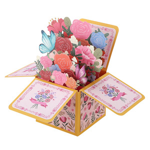 Giorno dell'insegnante 3d biglietto di auguri Bouquet fiore biglietto di auguri di compleanno Qixi Festival biglietto di auguri di ringraziamento - Product Image 3