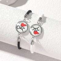 Bracelet tissé bon marché d'amoureux de bijoux en acier inoxydable soleil et lune bracelet phosphorescent de la Saint-Valentin