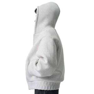 Venta al por mayor de peso pesado de <span class=keywords><strong>color</strong></span> sólido de impresión personalizada Boxy Oversized Boxy Hoodie recortada de peso pesado de dos vías sudaderas con cremallera - Product Image 4