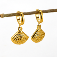 Boucles d'oreilles pendantes Gaovo en forme d'étoile de mer, style luxe léger, plaqué or 18 carats, en acier inoxydable, design éventail marin, bijoux de mode pour femme