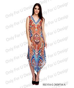 Vestidos casuales elegantes y de moda para mujer en 100% algodón escote asimétrico estilo dulce para un uso diario y de fiesta cómodo - Product Image 4